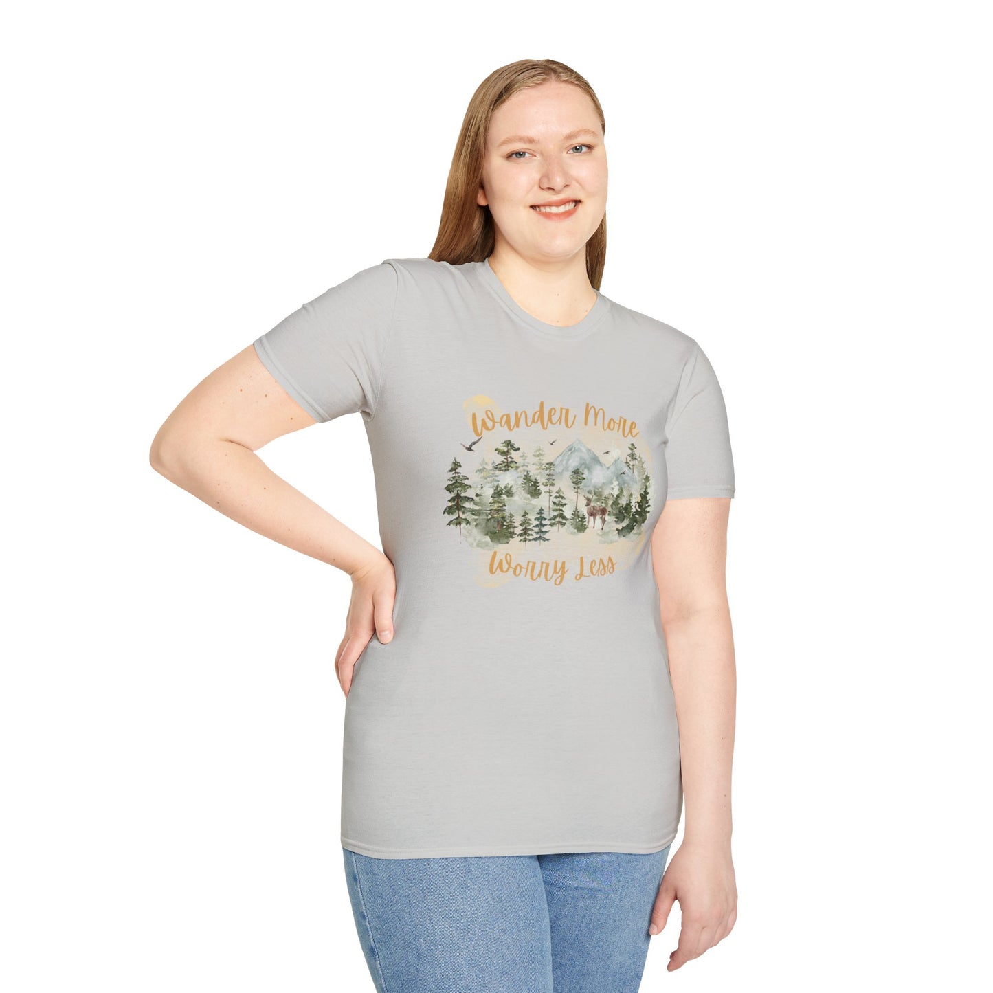 Wander More, Worry Less Unisex Softstyle T-Shirt