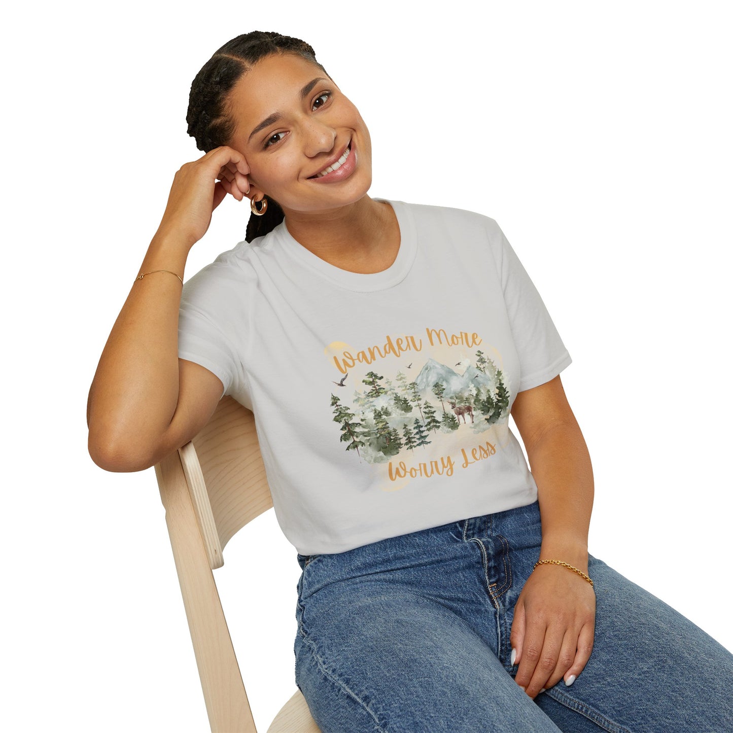 Wander More, Worry Less Unisex Softstyle T-Shirt