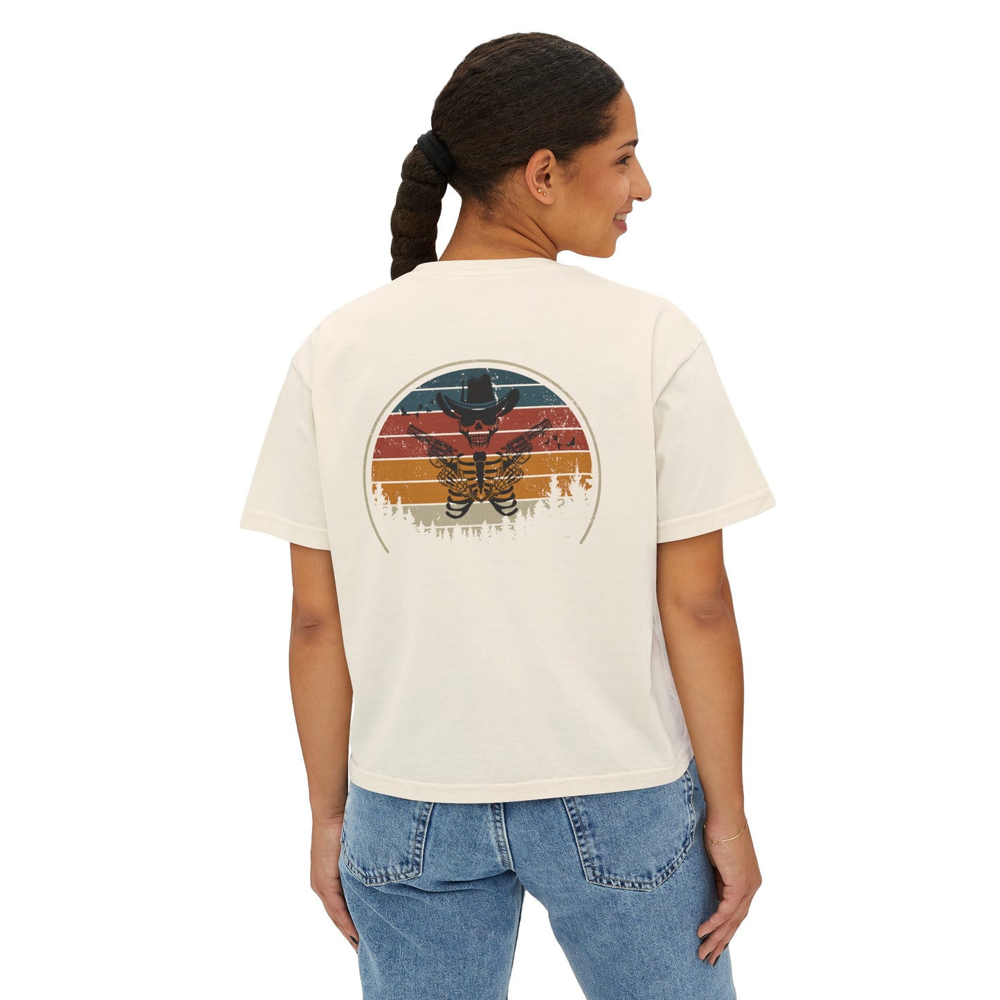 Rocky Mountain Rebels Skeleton Cowboy Women's Boxy Tee